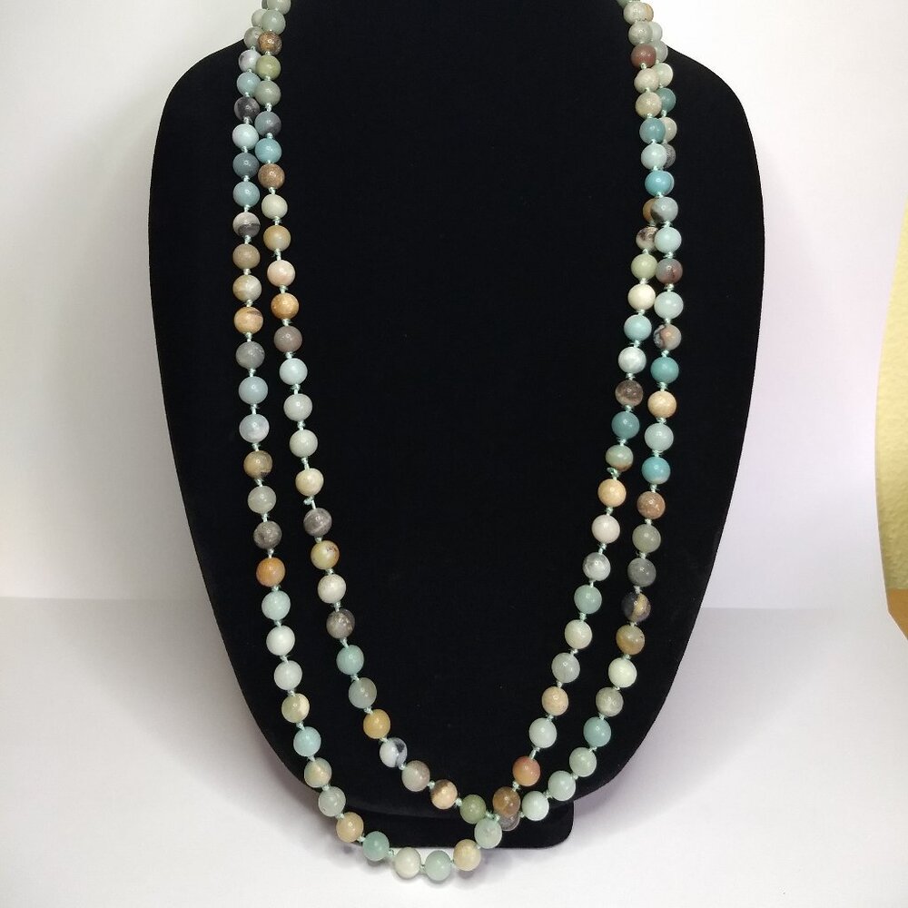 Stone Round Bead Necklace & Bracelet Lot Multicolor 2 Necklaces 3 Bracelets Boho - Picture 5 of 11